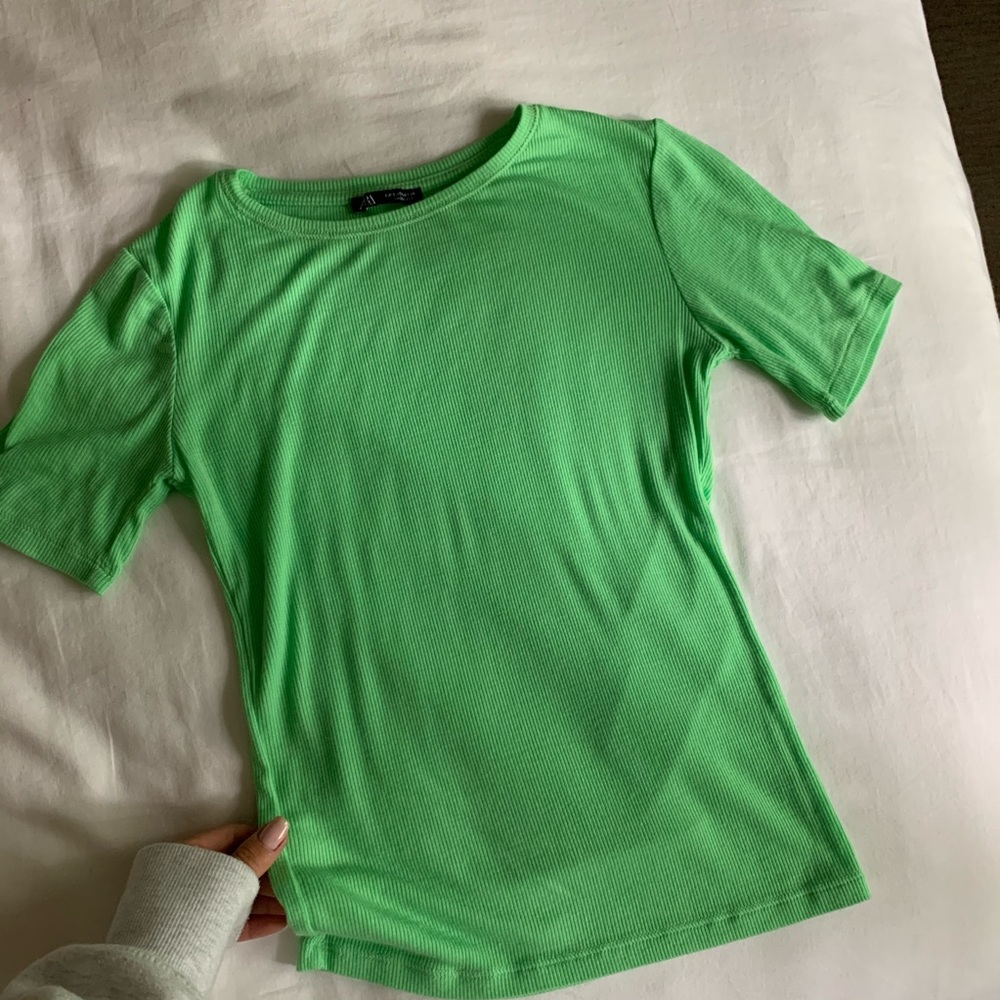 Ribbed Neon Green Shirt